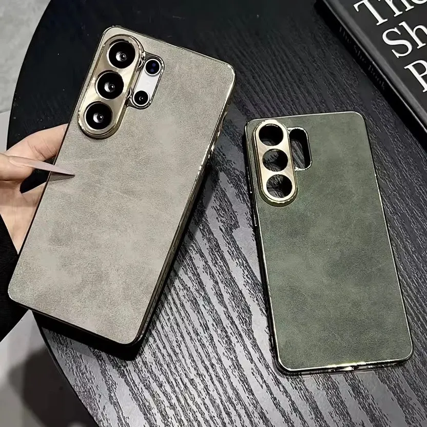 Luxus Wildleder/Gold Optik Hülle/Case für Samsung Galaxy S26, S26 Plus, S26 Ultra