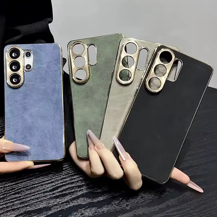 Luxus Wildleder/Gold Optik Hülle/Case für Samsung Galaxy S26, S26 Plus, S26 Ultra