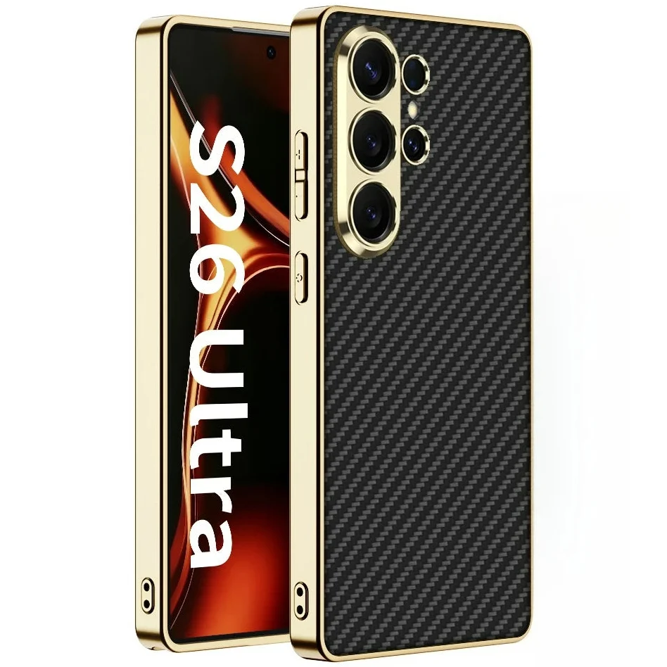 Luxus Kunstleder/Gold Optik Hülle/Case für Samsung Galaxy S26, S26 Plus, S26 Ultra