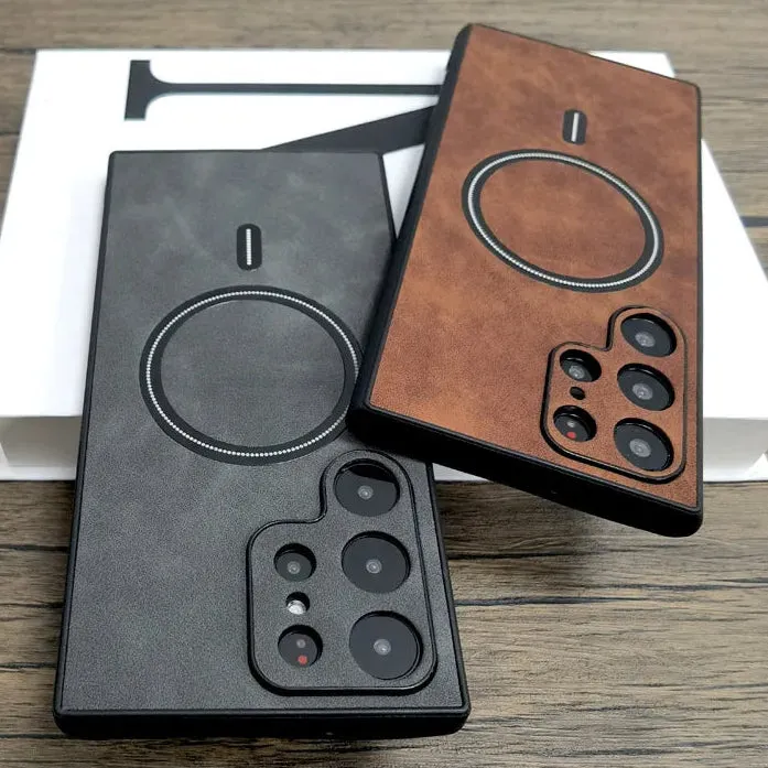 Kunstleder/Wildleder MagSafe/Magnet Hülle/Case für Samsung Galaxy S26, S26 Plus, S26 Ultra
